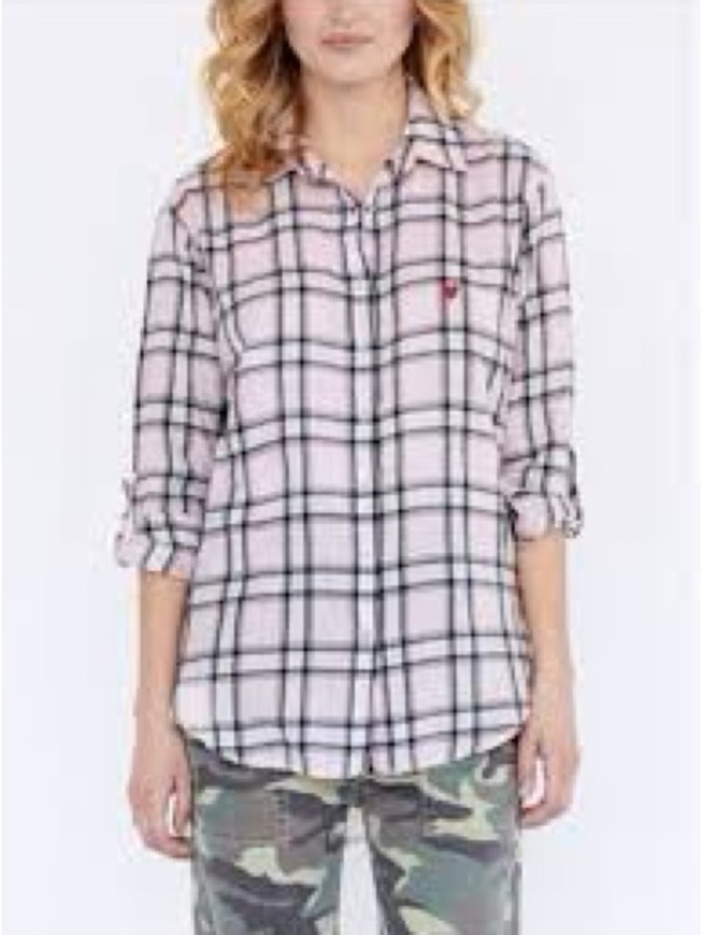 Sundry by Evereve Green and White Plaid Shirt